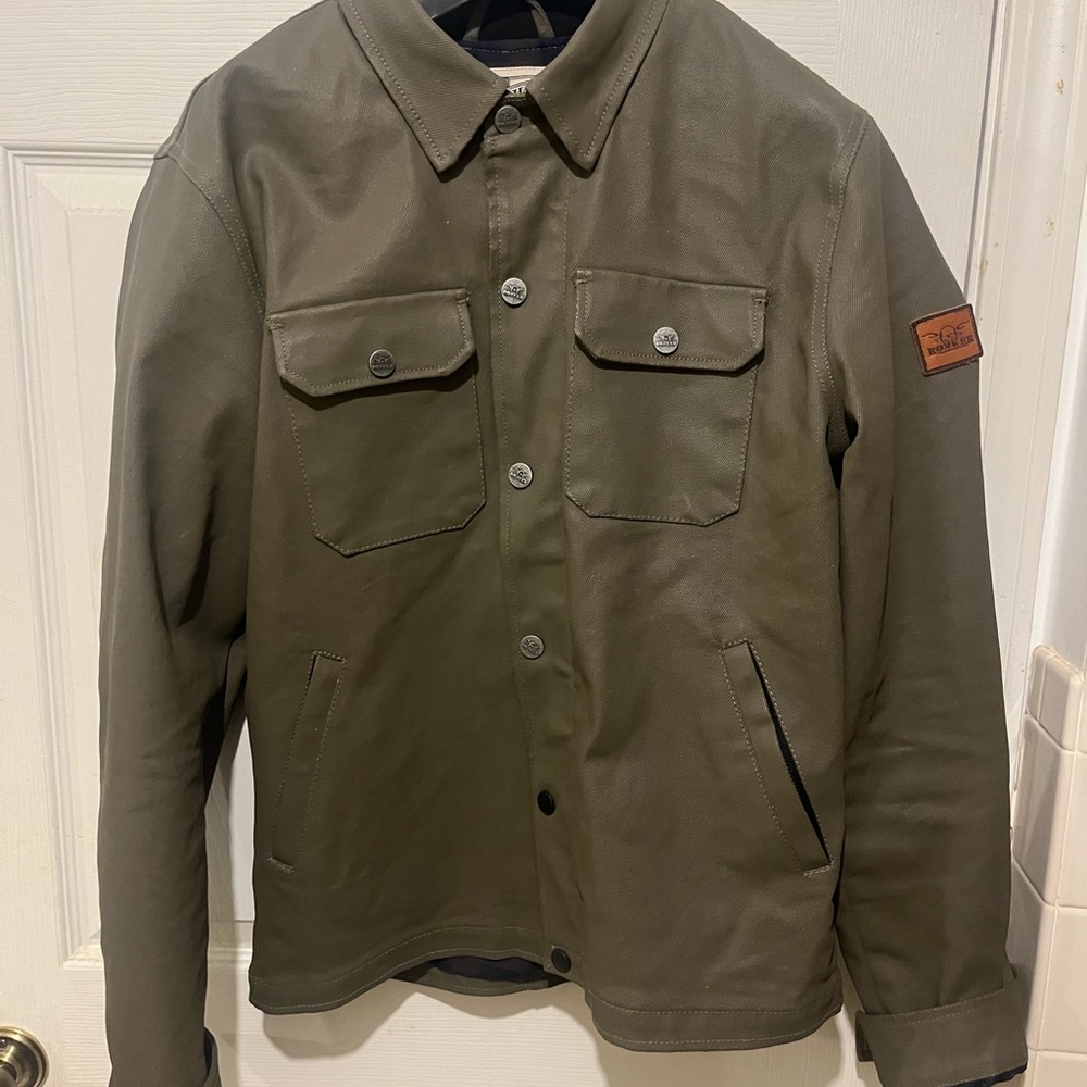 Rokker RokkerTech Men's Olive Green Armored Motorcycle Riding Jacket size Small